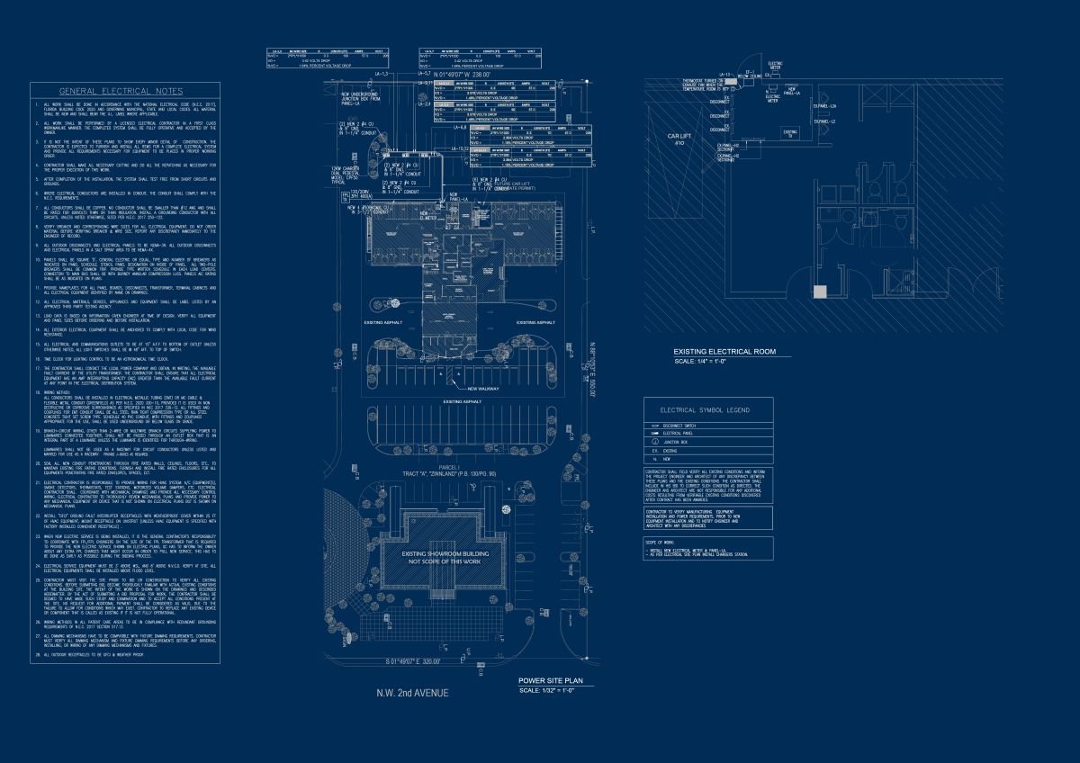 EV Charger Station – Site Plan and Voltage Drop Calculations